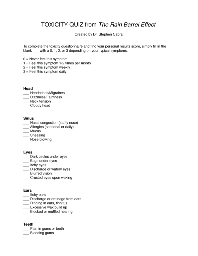 Toxicity Quiz Page 1